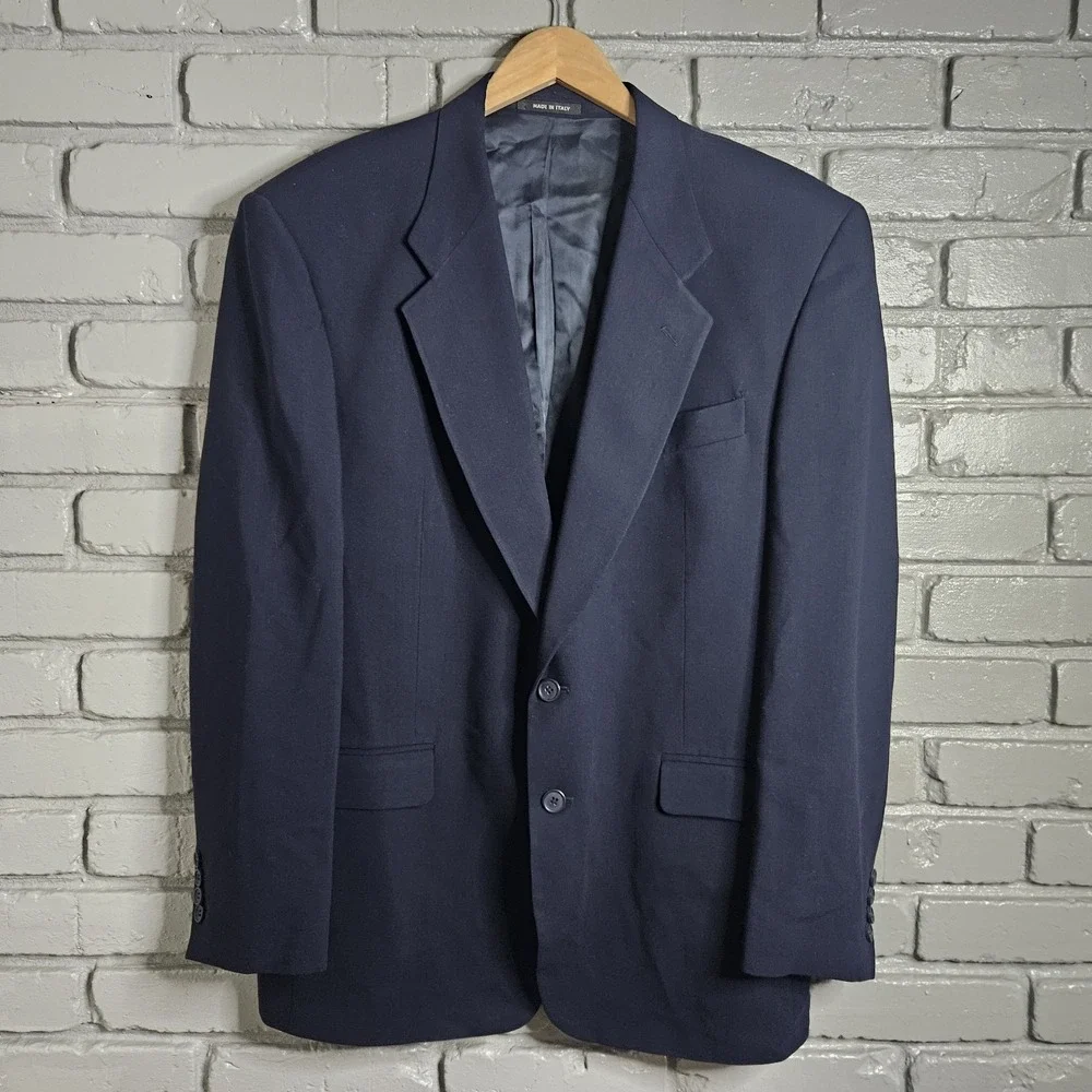 Enrico Valenti Mens Blazer 44R Reda High Twist Navy‎ Italy Sport Coat Jacket
